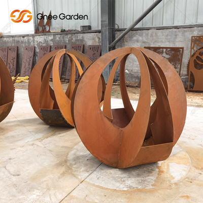 Custom Shape Laser Cut Geometric corten steel flower pots  90*25*25cm