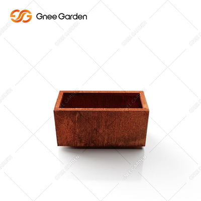Square Shape Cubic Corten Steel Planter Metal Flower Pot For Garden
