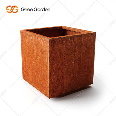 Solid Wood Composite Timber Metal Stand Flower Pot Holder Corten Steel Planter