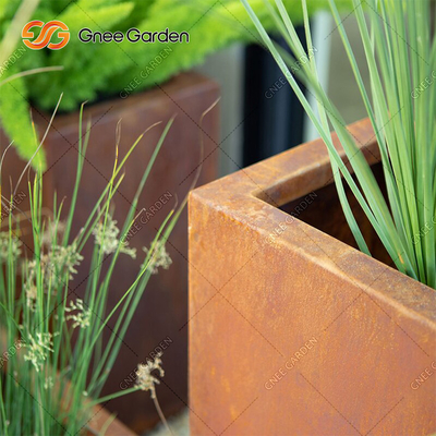 90*25*25cm Geometric Rectangular Metal Planter Box Corten Steel