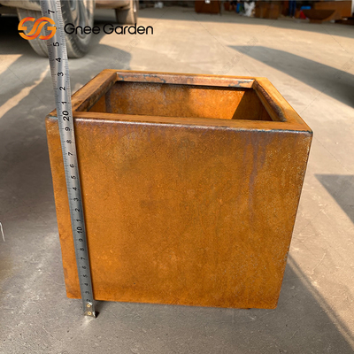 Corten Steel Square Rusty Planter Boxes Weather Resistant For Flower