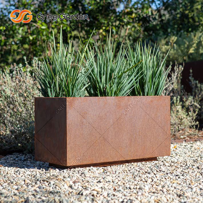 Corten Steel Rectangular Flower Pot Metal Rusty Nursery Planter 2mm Thickness