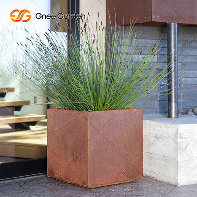Corten Steel Square Rusty Planter Boxes Weather Resistant For Flower