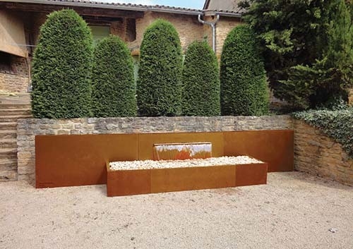 Modern Corten Steel Water Fountain Outdoor Garden Landscape Rectangular