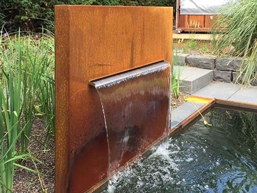 Modern Corten Steel Water Fountain Outdoor Garden Landscape Rectangular