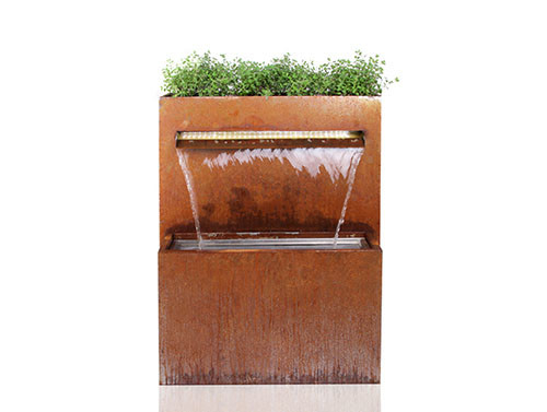 Multifunctional Corten Steel Waterfall Metal Garden Ornaments With Planter