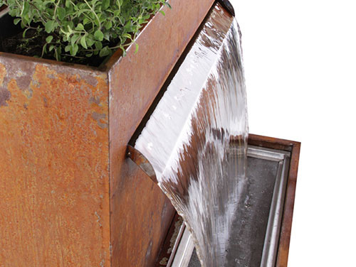 Multifunctional Corten Steel Waterfall Metal Garden Ornaments With Planter