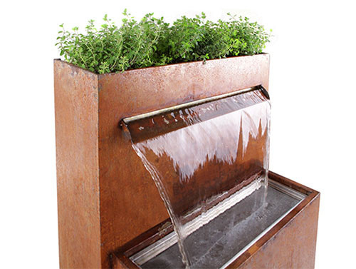 Multifunctional Corten Steel Waterfall Metal Garden Ornaments With Planter
