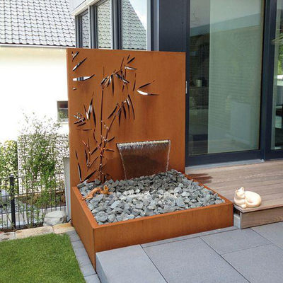 1500x1000x600mm Rustic Corten Steel Water Fountain With Laser Cut Screen Panel