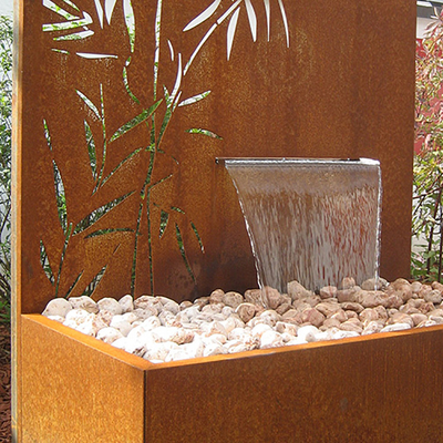 1500x1000x600mm Rustic Corten Steel Water Fountain With Laser Cut Screen Panel