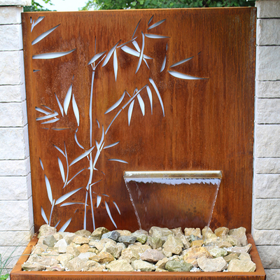 1500x1000x600mm Rustic Corten Steel Water Fountain With Laser Cut Screen Panel