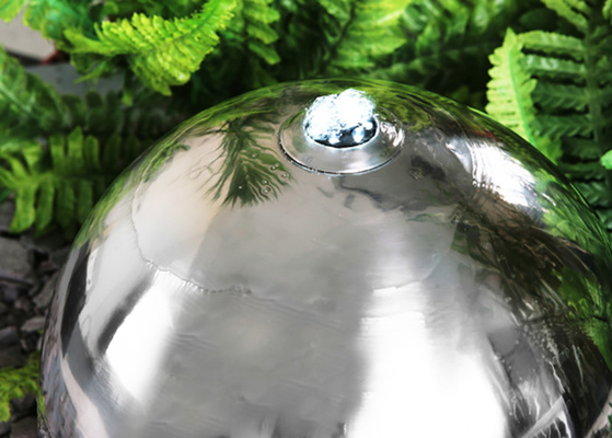 70cm Metal Garden Ornaments Stainless Steel Sphere Water Feature With LED Lights