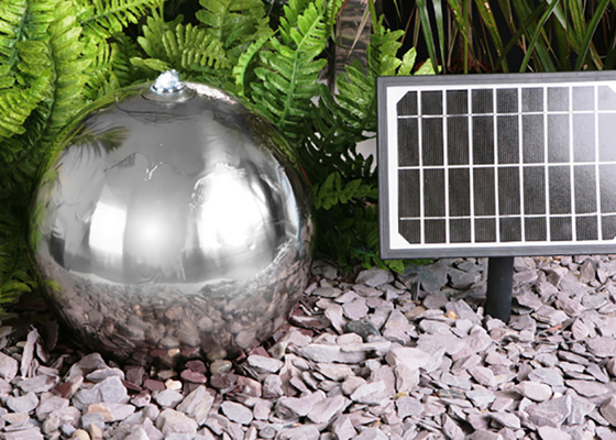 70cm Metal Garden Ornaments Stainless Steel Sphere Water Feature With LED Lights