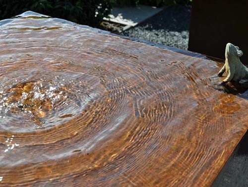1100mm Square Metal Garden Ornaments Corten Steel Water Feature