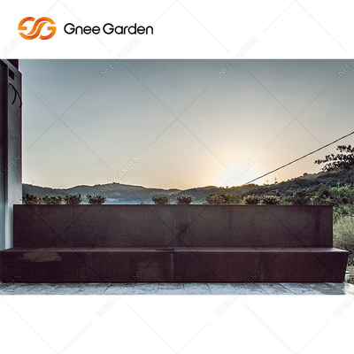 Custom Rusted Outdoor Corten Steel Planter Bench For Backyard