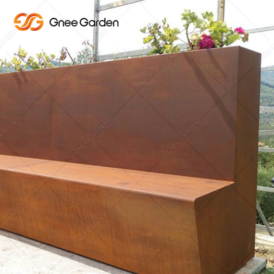 Custom Rusted Outdoor Corten Steel Planter Bench For Backyard