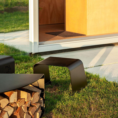 Round Corten Steel Firewood Storage Outdoor Metal Furniture Wood Holder Fire Pit Table With Chairs