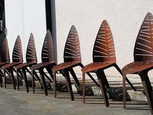 H97*L52.5*D60 Cm Outdoor Metal Furniture Steel Garden Chair With Leaf Shaped Back