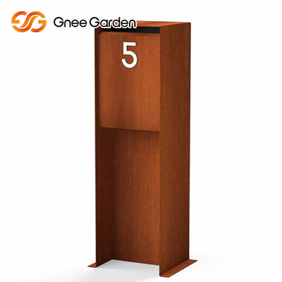 SGS Approve Outdoor Metal Furniture Corten Steel Letterbox Freestanding