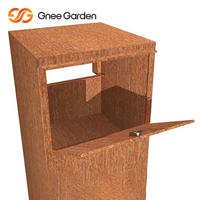 Corten Steel Rusted Outdoor Metal Furniture Steel Parcel Drop Box Multi Function