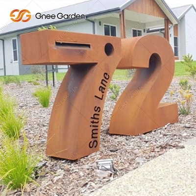 950mm Height Rusted Corten Steel Letter Box Outdoor Metal Drop Box