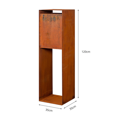 Weathering Steel Corten Steel Metal Parcel Drop Box Vertical Decorative