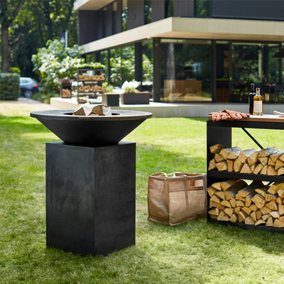 Wood Burning Weathering Steel Outdoor Cooking Grills 100cm For Barbecue