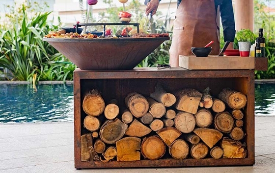 Outdoor Wood Burning Cone Shaped Corten Steel Rust BBQ Fire Pit Customize