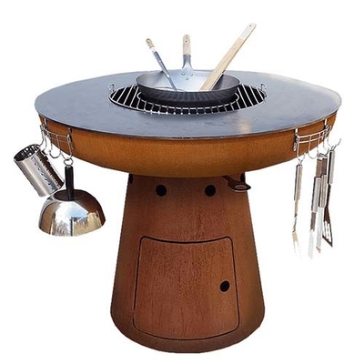 Corten Steel Outdoor Cooking Grills 100cm Corten Steel Fire Pit For Barbecue