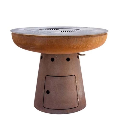 Corten Steel Outdoor Cooking Grills 100cm Corten Steel Fire Pit For Barbecue