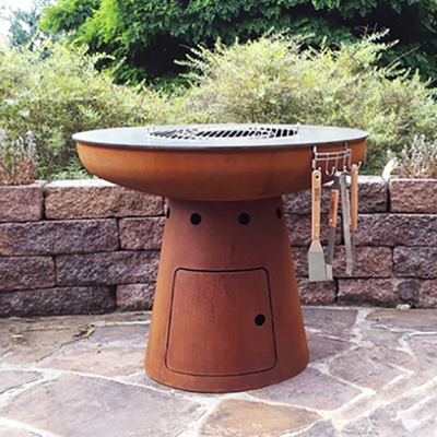 Corten Steel Outdoor Cooking Grills 100cm Corten Steel Fire Pit For Barbecue