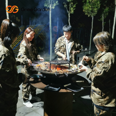 Metal Garden Corten Steel Outdoor BBQ Charcoal Grill Pre Rusted