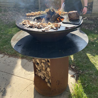 Cooking Outdoor Corten Metal Barbecue Grill Heavy Duty