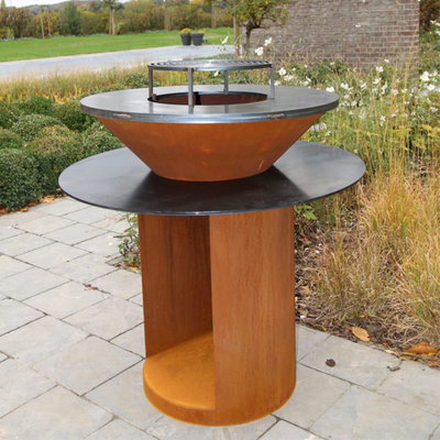 Outdoor Garden Bbq Kitchen Grill Corten Steel Barbecue Wood Burning