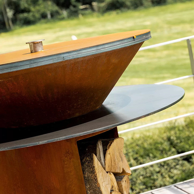 Outdoor Garden Bbq Kitchen Grill Corten Steel Barbecue Wood Burning