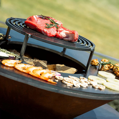 Outdoor Garden Bbq Kitchen Grill Corten Steel Barbecue Wood Burning