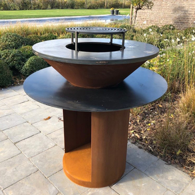 Metal Garden Corten Steel Outdoor BBQ Charcoal Grill Pre Rusted