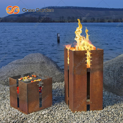 1200mm Square Corten Steel BBQ Grill Charcoal Burning Decorative
