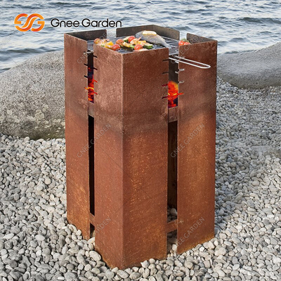 Cooking Outdoor Corten Metal Barbecue Grill Heavy Duty