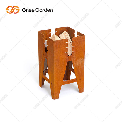 Corten Steel Square Outdoor Bbq Grill Table Garden Wooden Burner Fire Pit