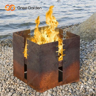 Corten Steel Bbq Charcoal Grill Table 3mm Thickness