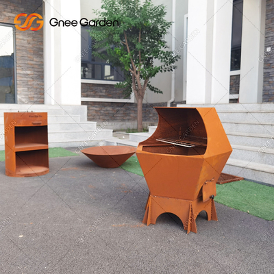 Corten Steel Outdoor Cooking Charcoal Grills For Barbecue