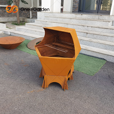 Charcoal Bbq Gas Grill Corten Steel Fire Pit Table For Outdoor Garden Bbq