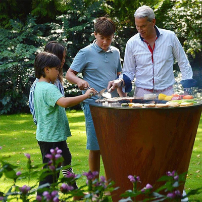 Cooking Outdoor Corten Metal Barbecue Grill Heavy Duty