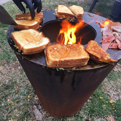 Firewood Burning Corten Steel Outdoor Stove Top Grill For Garden Camping