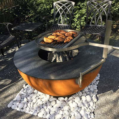 Outdoor Camping Cooking Corten Steel Bbq Grill Decorative Fire Pit Grill