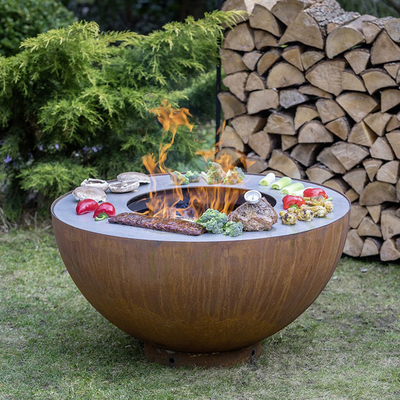Outdoor Camping Cooking Corten Steel Bbq Grill Decorative Fire Pit Grill