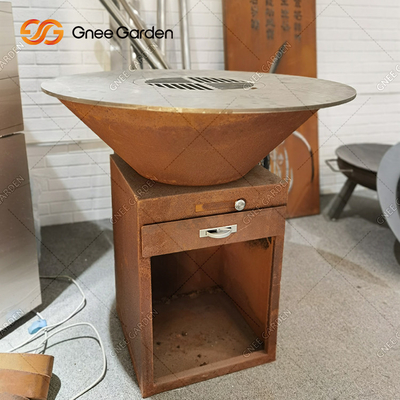 Family Friends BBQ Steel Outdoor Rust Corten Steel Grill Brasero Barbecue Grill