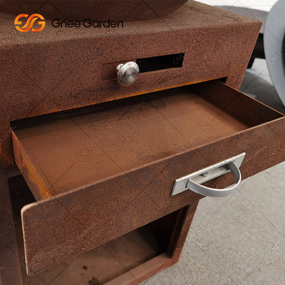 Family Friends BBQ Steel Outdoor Rust Corten Steel Grill Brasero Barbecue Grill