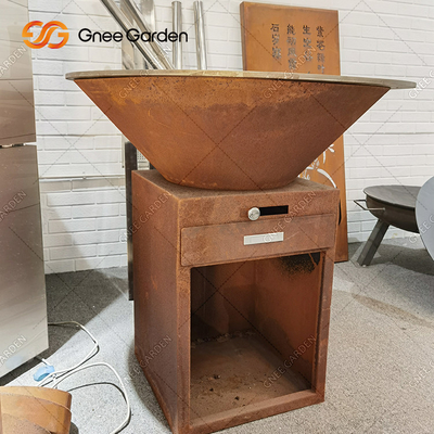 Rusty Color Outdoor BBQ Grills Charcoal Smoker With Round Dia 100cm Cooking Plate